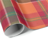 マドラスモダンプレイドオレンジグリーンスクエアパターン ラッピングペーパー (ロールコーナー)