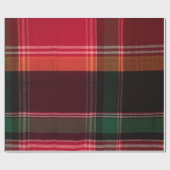 マドラスモダンプレイドレッドグリーンスクエアパターン ラッピングペーパー (フラット)