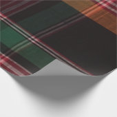 マドラスモダンプレイドレッドグリーンスクエアパターン ラッピングペーパー (角)