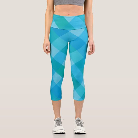 マドラスモーメント – ブルーグリーンプレイドハイウェイストキャパー カプリレギンス (正面)