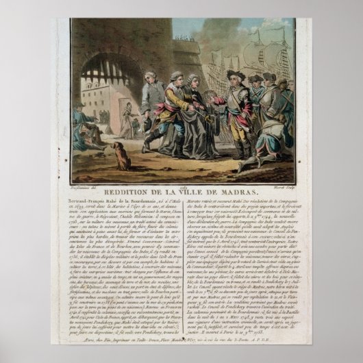 マドラス市の降伏1746年、刻まれた ポスター (正面)