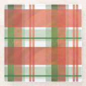 マドラス・プレイド・クリスマス ガラスコースター (正面)