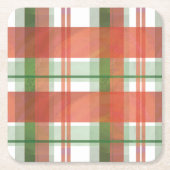 マドラス・プレイド・クリスマス スクエアペーパーコースター (正面)