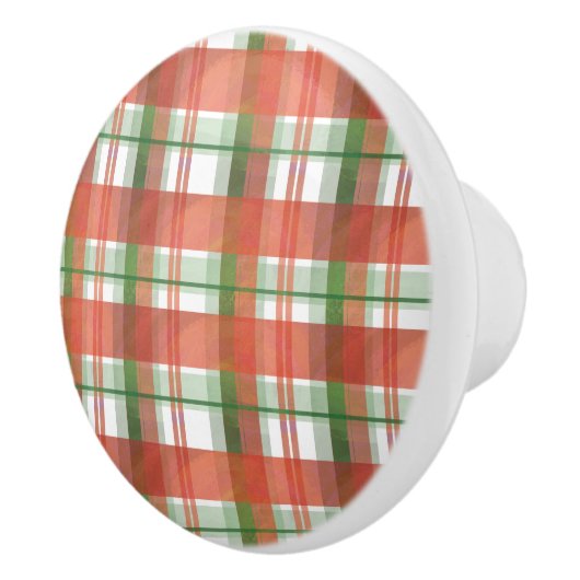 マドラス・プレイド・クリスマス セラミックノブ (右)