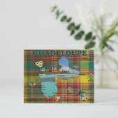 マドラー製のグアドループ島の地図 ポストカード (スタンド正面)