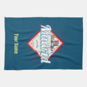 マドリッドキャピタルスペインレトロスカイラインヴィンテージ キッチンタオル (横)