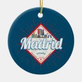 マドリッドキャピタルスペインレトロスカイラインヴィンテージ セラミックオーナメント (正面)
