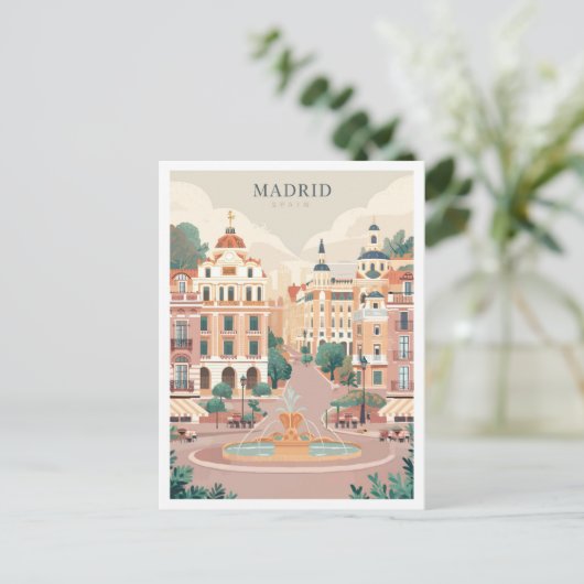 マドリッドスペインアートヴィンテージトラベルイラストレーション ポストカード (スタンド正面)