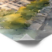 マドリッドスペインシティシルエットウォーター絵を描カラー ポスター (角)