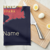 マドリッドスペインレトロ地域地図ヴィンテージブル キッチンタオル (四つ折り)