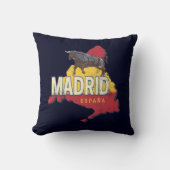 マドリッドスペインレトロ地域地図ヴィンテージブル クッション (正面)