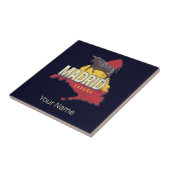 マドリッドスペインレトロ地域地図ヴィンテージブル タイル (側面)