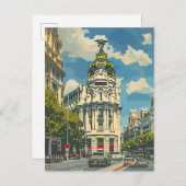 マドリッドスペインヴィンテージレトロ旅行イラストレーション ポストカード (正面/裏面)