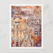 マドリッドスペイン有名な旅行プレイスウォーターカラースケッチ ポストカード (正面)
