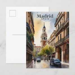 マドリッドスペイン水絵を描色の旅行 ポストカード