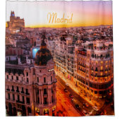 マドリッドスペイン首都シティスカイライン シャワーカーテン (正面)