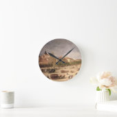 マドリードのカルレ・デ・アルカラの眺め(キャンバス上油) ラウンド壁時計 (ホーム)