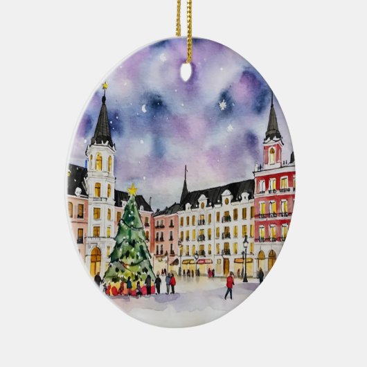 マドリードのクリスマススペインの水彩 セラミックオーナメント (右)
