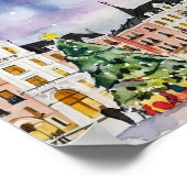 マドリードのクリスマススペインの水彩 ポスター (角)