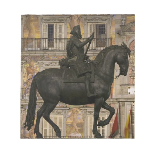 マドリードのフィリップ3世の像と市長 ノートパッド (正面)