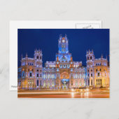 マドリードの夜にコムニカシオン宮殿 ポストカード (正面/裏面)