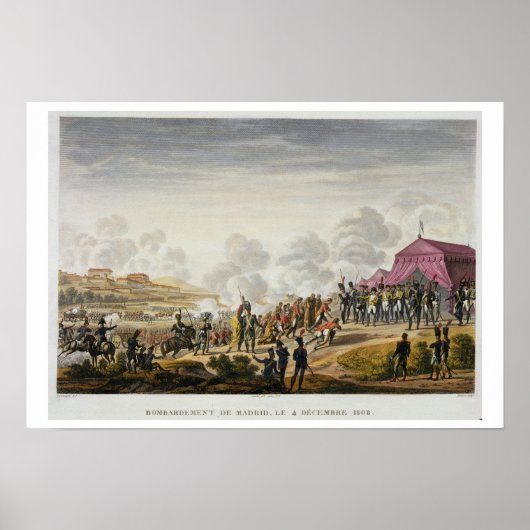 マドリードの砲撃， 1808年12月4日，彫刻 ポスター (正面)