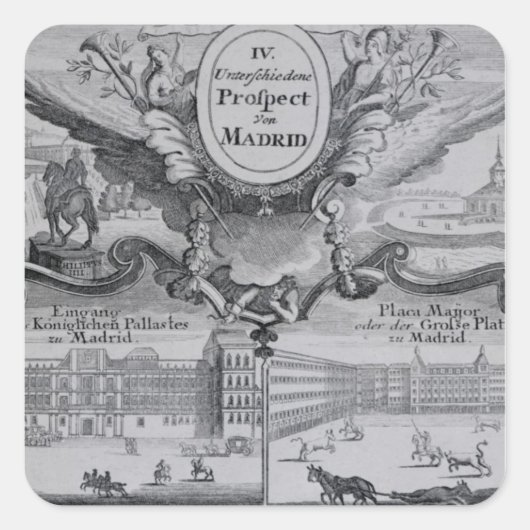 マドリードの街の眺め スクエアシール (正面)