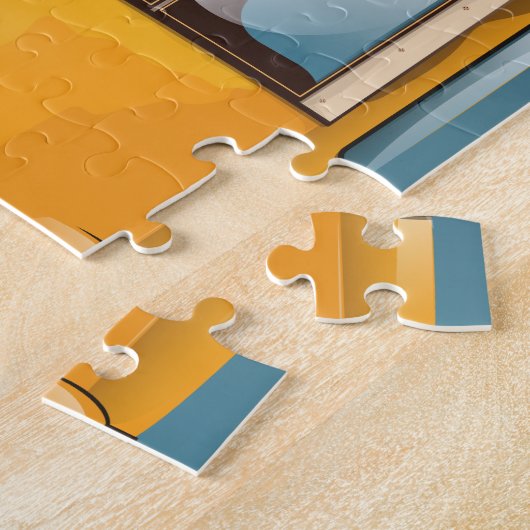 マドリードへの旅行ヴィンテージ休暇ポスター ジグソーパズル (側面)