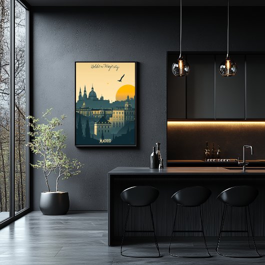 マドリードサンライズ王室のシティシルエット ポスター