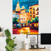 マドリードシティスケープ抽象芸術フォヴィストスタイル ポスター (ホームオフィス)