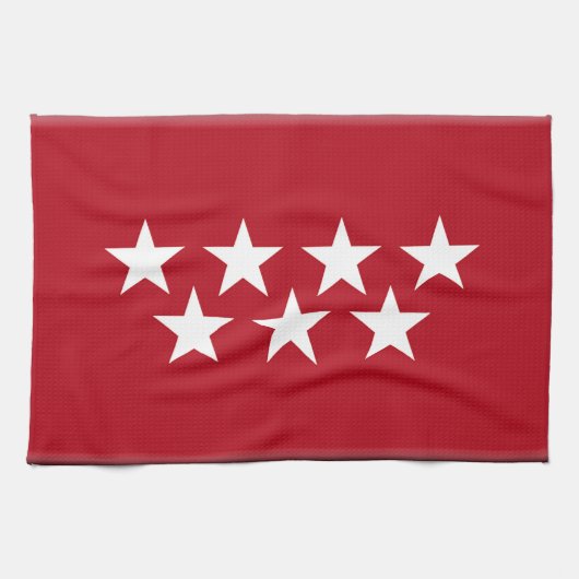 マドリードスペインの(地方)旗 キッチンタオル (横)