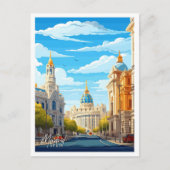 マドリードスペインアートヴィンテージ旅行イラストレーション ポストカード (正面)