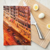 マドリードスペインキャピトルシティスカイライン キッチンタオル (四つ折り)