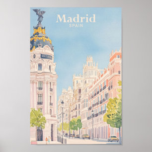 マドリードスペイングアッシュ絵を描イラストレーション旅行 ポスター