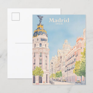マドリードスペイングアッシュ絵を描イラストレーション旅行 ポストカード