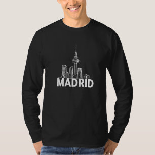 マドリードスペインシティスカイラインシルエットアウトラインのスケッチ Tシャツ