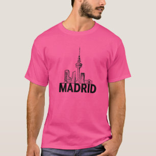 マドリードスペインシティスカイラインシルエットアウトラインのスケッチ Tシャツ