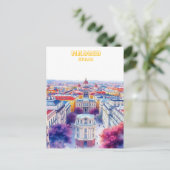 マドリードスペインシルエットウォーター絵を描カラー ポストカード (スタンド正面)