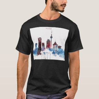 マドリードスペインスカイライン水彩画 Tシャツ
