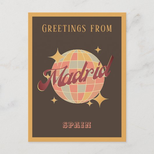 マドリードスペインディスコボールレトロヴィンテージはがき ポストカード (正面)