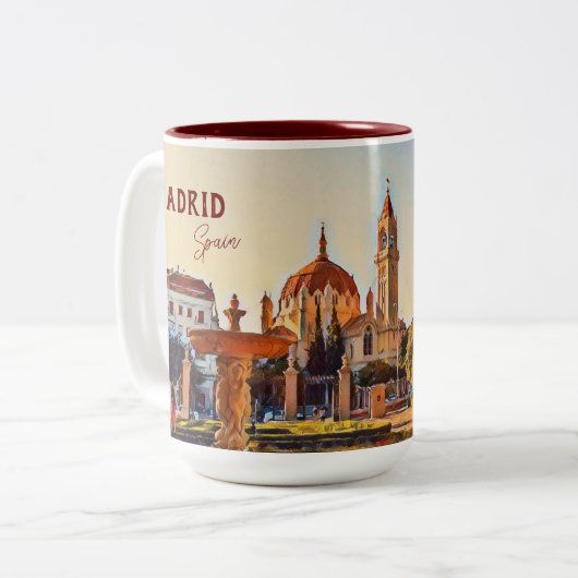 マドリードスペイン旅行風景土産 ツートーンマグカップ (正面左)