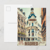 マドリード旅行ウォールアート、スペイン旅行アート、マドリードW シーズンポストカード (正面/裏面)