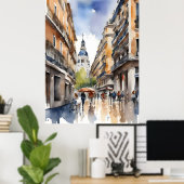 マドリード水彩画 ポスター (ホームオフィス)