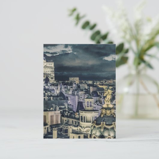 マドリード街並みナイトシーンエアリアルビュー ポストカード (スタンド正面)