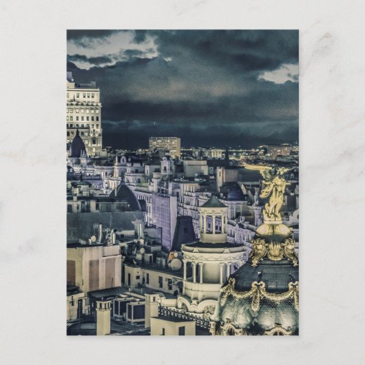 マドリード街並みナイトシーンエアリアルビュー ポストカード (正面)