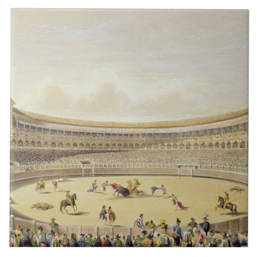 マドリード1865年の広場de Toros (色のlitho) タイル (正面)