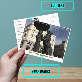 マドリード・スペインのクマ&ストロベリーツリーの像 ポストカード