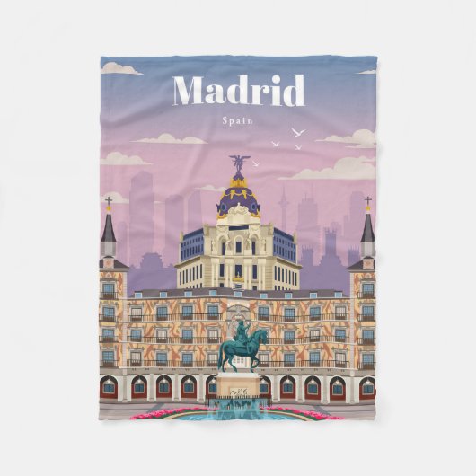 マドリード・スペインへの旅行アート フリースブランケット (正面)