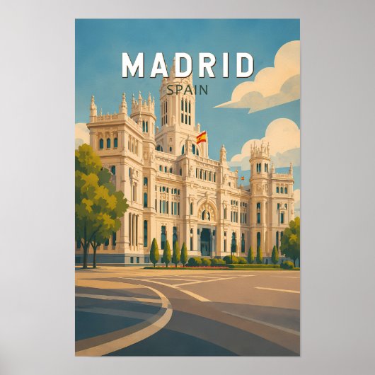 マドリード スペイン イラスト 旅行 アート ヴィンテージ ポスター (正面)