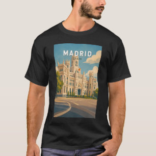 マドリード スペイン イラスト 旅行 アート ヴィンテージ Tシャツ